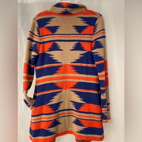 Rachel Roy Cardigan multi  Aztec  Southwestern  long Boho small open front - Picture 2 of 5